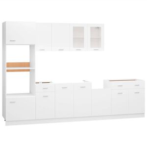 vidaXL 7-dijelni set kuhinjskih ormarića "Lyon" bijeli inženjerski drvo