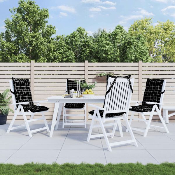 vidaXL Jastuci za stolicu visoki naslon 4 kom crni karirani od tkanine