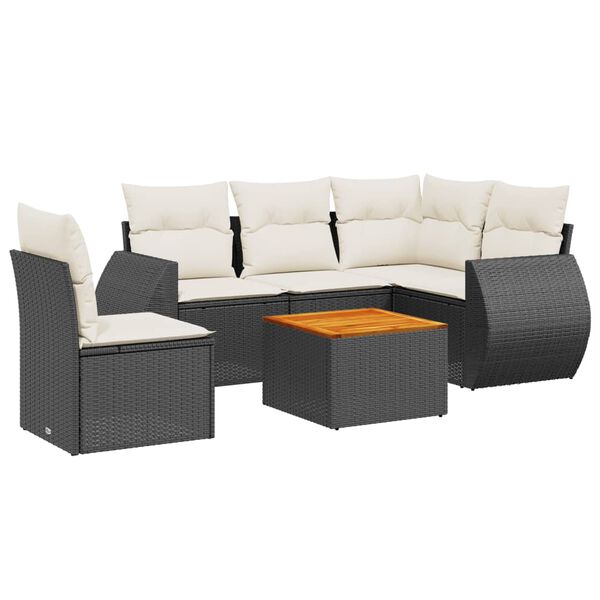 vidaXL 6-dijelni set vrtnih sofa s jastucima crni od poliratana