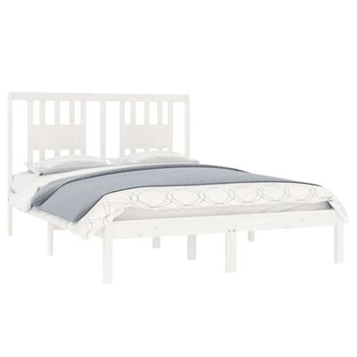 vidaXL Okvir za krevet od masivnog drva bijeli 135x190 cm bračni