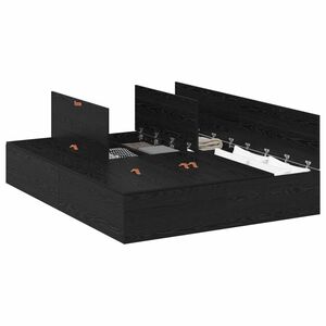 vidaXL Krevet s ladicama Crni hrast 135 x 190 cm Konstruirano drvo