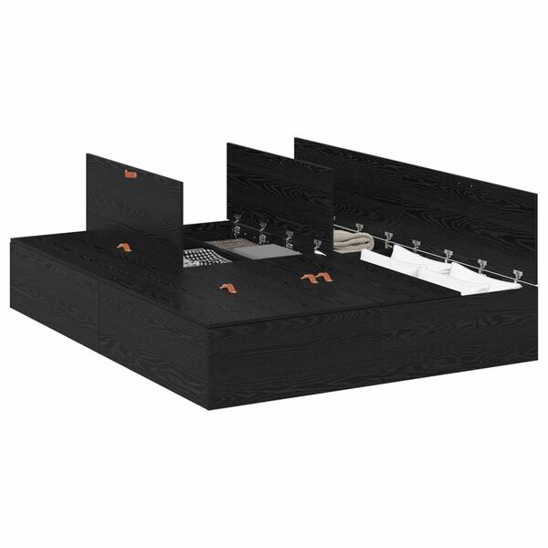 vidaXL Krevet s ladicama Crni hrast 135 x 190 cm Konstruirano drvo