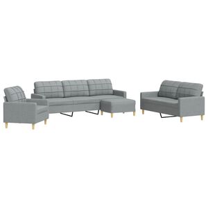 vidaXL 4-dijelni set sofa s tabureom svjetlosivi od tkanine