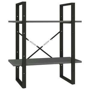 vidaXL Ormarić za knjige s 2 razine sivi 60x30x70 cm masivna borovina