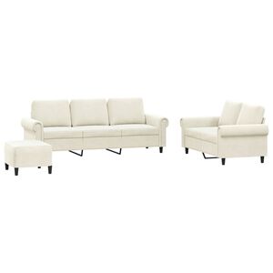 vidaXL 3-dijelni set sofa s jastucima krem bar&scaron;unasti