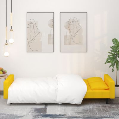 vidaXL Dvosjed na razvlačenje s dva jastuka žuti baršunasti