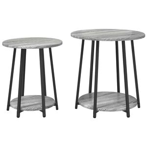 vidaXL Set pomoćnih stolića 2 kom. Siva Sonoma i crna 50 x 50 x 51 cm
