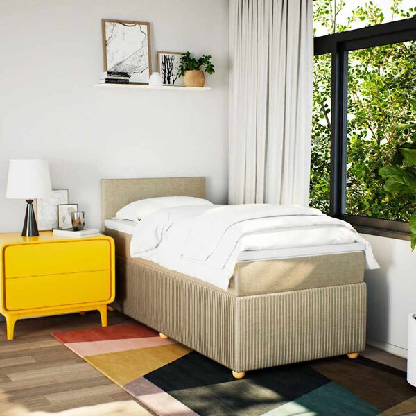 vidaXL Krevet s oprugama i madracem krem 100 x 200 cm od tkanine