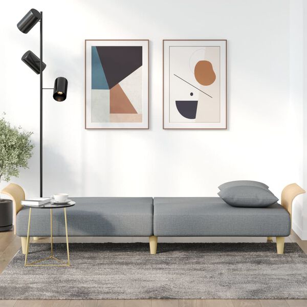 vidaXL Kauč na razvlačenje s naslonima za ruke svjetlosivi od tkanine