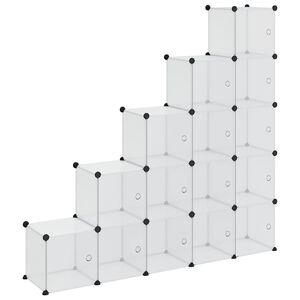 vidaXL Organizator u obliku kocke za pohranu s 15 kockica i vratima, prozirni PP