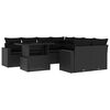 vidaXL 9-dijelni set vrtnih sofa s jastucima crni od poliratana