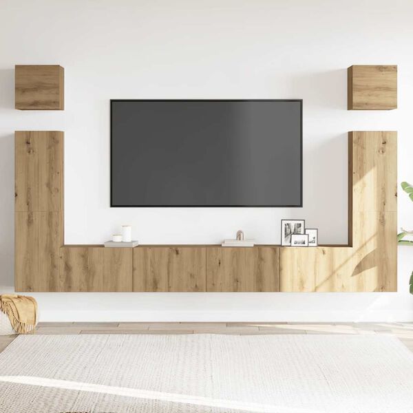 vidaXL 6-dijelni set TV ormarića montiran na zid Artisan Oak