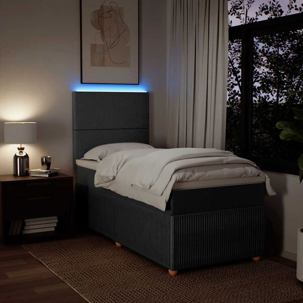 vidaXL Krevet s oprugama i madracem tamnosivi 100 x 200 cm od tkanine