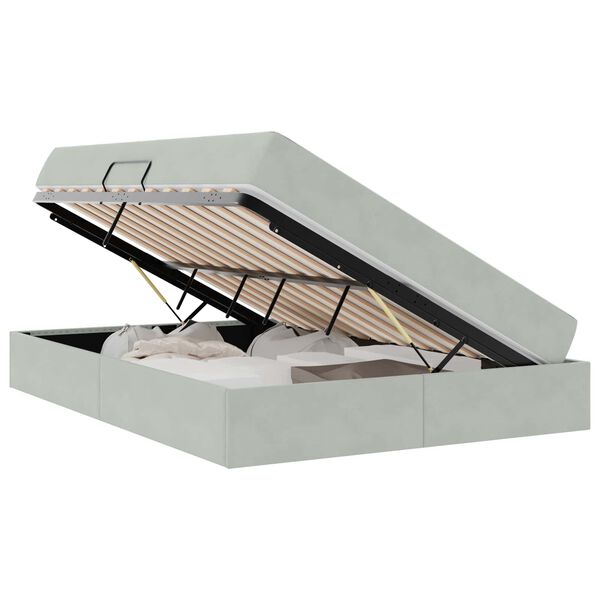 vidaXL Krevet s madracem i skladi&scaron;tem Svijetlo siva 140 x 190 cm