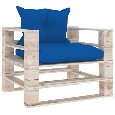 vidaXL Vrtna sofa od paleta od borovine s kraljevski plavim jastucima
