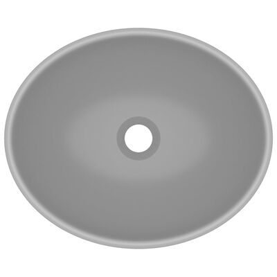 vidaXL Luksuzni ovalni umivaonik mat svjetlosivi 40 x 33 cm keramički