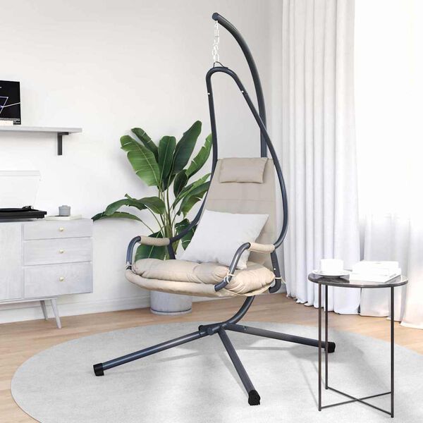 vidaXL Viseća jaja stolica Sivo-smeđa 94 x 107 x 196.5 cm Čelik