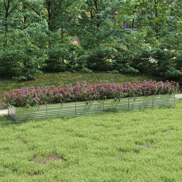 vidaXL Povišena vrtna gredica 600 x 80 x 45 cm pocinčani čelik srebrna