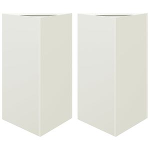 vidaXL Vrtne sadilice 2 kom bijele trokutaste 50x43x75 cm čelične