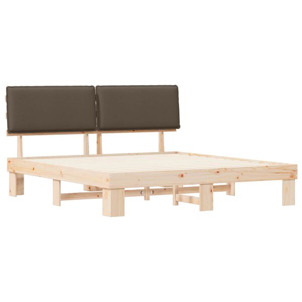 vidaXL Krevetni okvir s tapiciranim uzglavljem Sivo-smeđa 200 x 200 cm