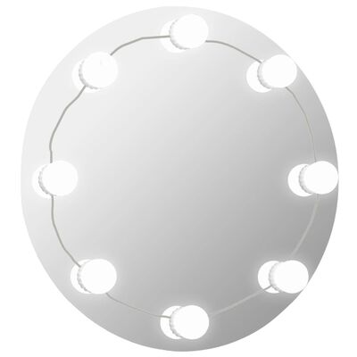 vidaXL Zidno ogledalo s LED svjetlima okruglo stakleno