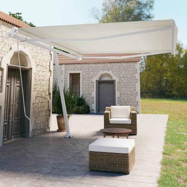 vidaXL Samostojeća tenda na ručno uvlačenje 450 x 350 cm krem