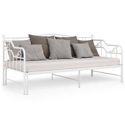 vidaXL Okvir za krevet na razvlačenje bijeli metalni 90 x 200 cm