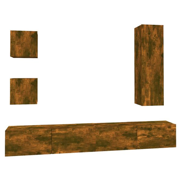 vidaXL 5-dijelni set TV ormarića boja dimljenog hrasta drveni