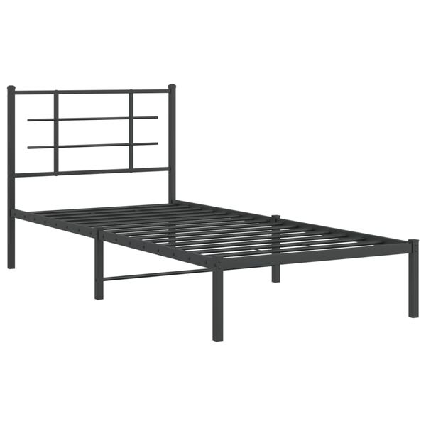 vidaXL Metalni okvir za krevet s uzglavljem crni 90x190 cm