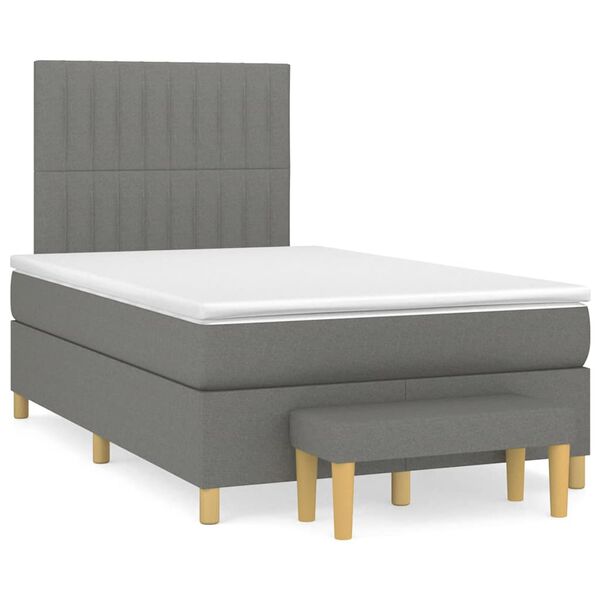 vidaXL Krevet box spring s madracem tamnosivi 120 x 190 cm tkanina