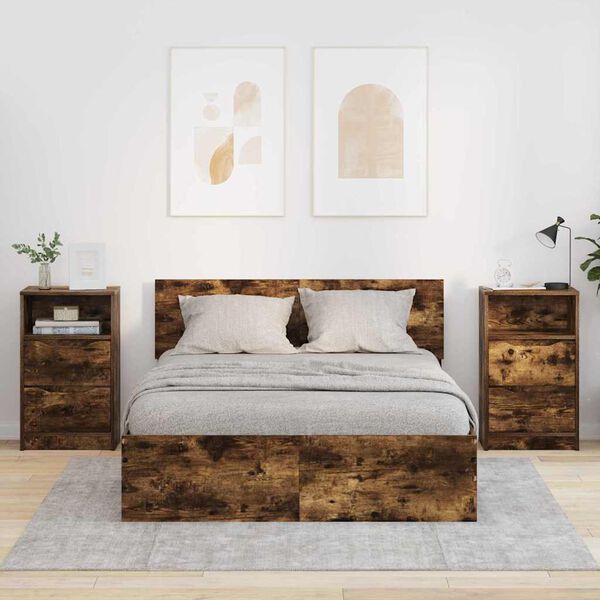 vidaXL Noćni ormarići s ladicama 2 pcs Dimljeni hrast 40 x 30 x 467 cm