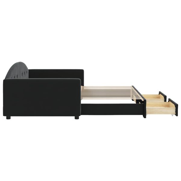 vidaXL Dnevni krevet na razvlačenje s ladicama crni 100x200 cm bar&scaron;un