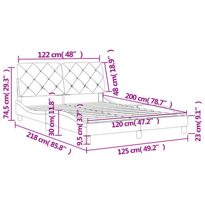 vidaXL Okvir za krevet s uzglavljem svjetlosivi 120x200 cm baršunasti