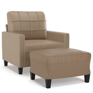 vidaXL Fotelja s tabureom boja cappuccina 60 cm od umjetne kože