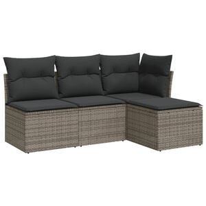 vidaXL 4-dijelni set vrtnih sofa od poliratana s jastucima sivi