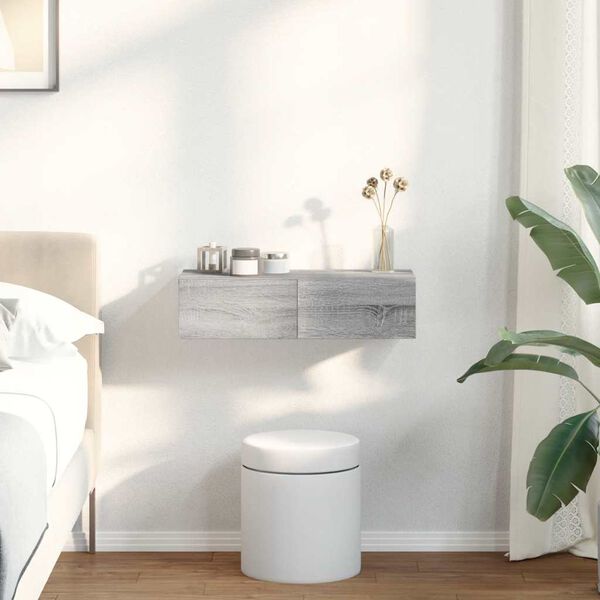vidaXL Zidna polica s ladicama siva sonoma 60x26,5x15 cm