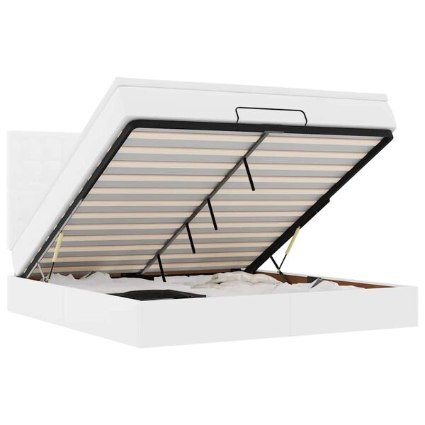 vidaXL Otomanski okvir kreveta s madraca bijela 180x200cm umjetna koža