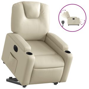 vidaXL Električni naslonjač na podizanje od umjetne kože krem