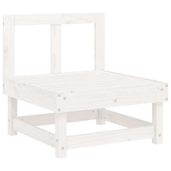 vidaXL Srednja sofa od masivne borovine s jastucima bijela