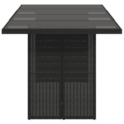 vidaXL Vrtni stol sa staklenom pločom crni 190x80x74 cm od poliratana