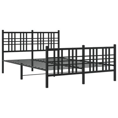 vidaXL Metalni okvir kreveta uzglavlje i podnožje crni 137x190 cm