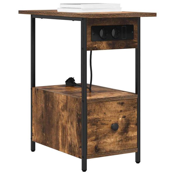 vidaXL Noćni ormar Dimljeni hrast 60 x 30 x 61 cm Konstruirano drvo