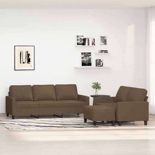 vidaXL 3-dijelna garnitura s jastucima smeđa od tkanine