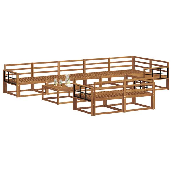 vidaXL Set vanjskih sofa 9 pcs Prirodna Čvrsto drvo akacije