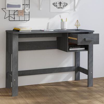 vidaXL Radni stol HAMAR tamnosivi 110 x 40 x 75 cm od masivne borovine
