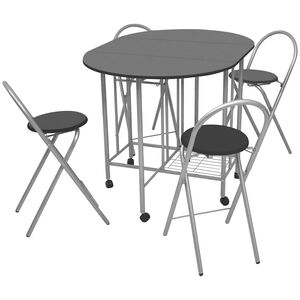 vidaXL 5-Dijelni Blagovaonski Sklopivi Set MDF Crni
