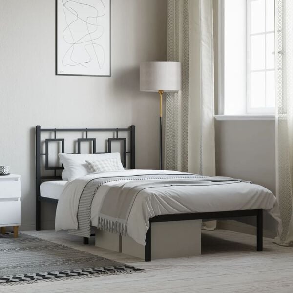 vidaXL Metalni okvir za krevet s uzglavljem crni 90x200 cm