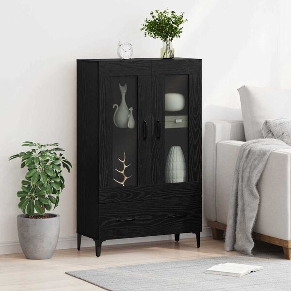 vidaXL Highboard Crni hrast 70 x 31 x 115 cm Obrađeno drvo i čelik