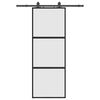vidaXL Klizna vrata s priborom crna 76 x 205 cm kaljeno staklo