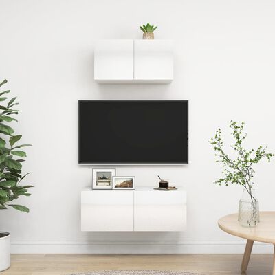 vidaXL 2-dijelni set TV ormarića visoki sjaj bijeli od iverice